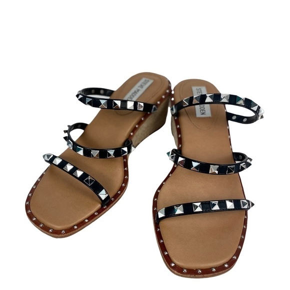 𝅺STEVE Madden Rock Stud Wedge Espadrille Size 7 - Picture 2 of 8